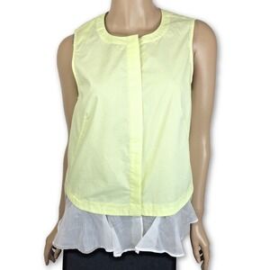 Derek Lam 10 Crosby Petite XS Blouse Top Yellow White Layered Sleeveless Buttons